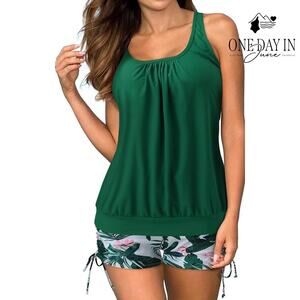 Yonique Blouson Boyshort Tankini Swimsuit Size XL